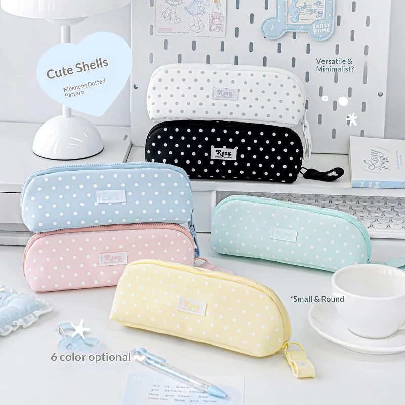 2026 ROSYPOSY Pencil Case Structured Non-Saggy Fabric/Heart Zipper Pull/Large Shell Opening Pen Holder Practical Students Tools