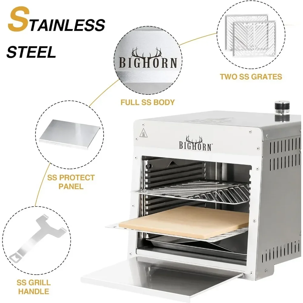 Portable Propane Broiler Grill Stainless Steel 1500 Degree Tabletop Equipment for Quick Steak Cooking