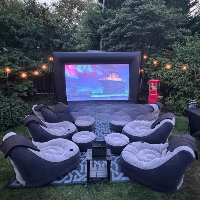Outdoor Portable Commercial Cinema Projector Inflatable Movie Screen with Inflatable Chair