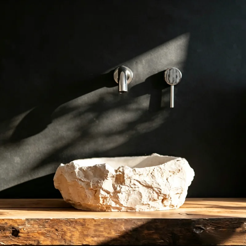 Any Size Custom Wabi Sabi Raw Natural Marble Vessel Sink Hand Chiseled Rough Edges Multi Stone Options Bathroom Vanity Decor