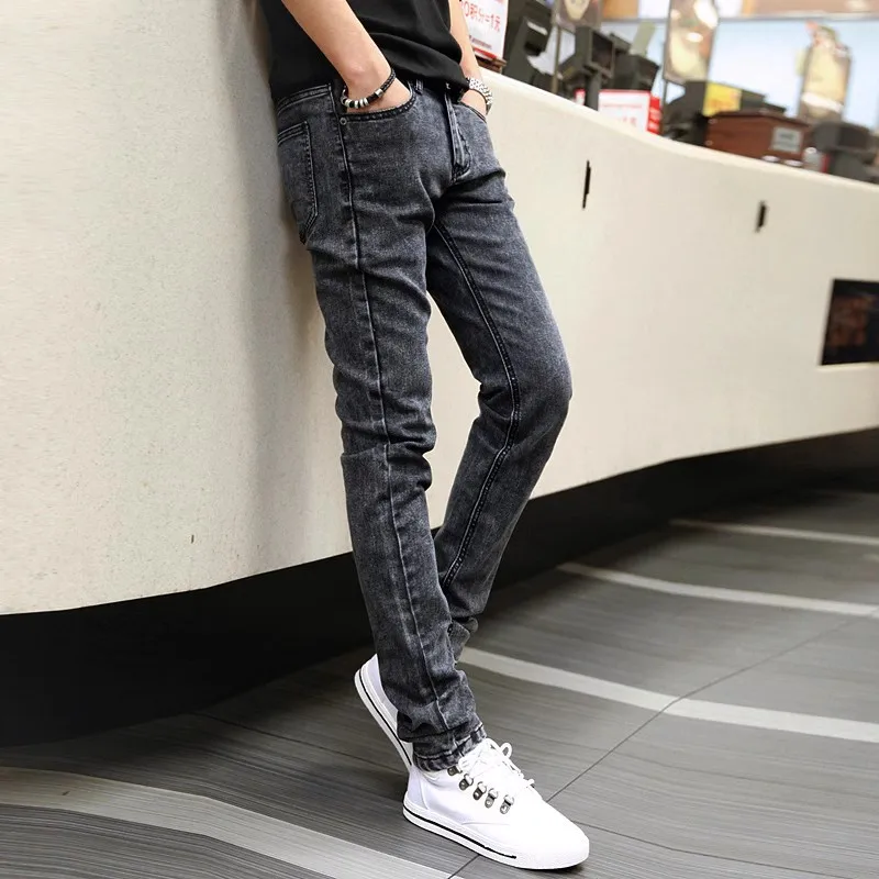 

Autumn Men's Slim Fit Jeans Fce Lined Small Foot Spring Autumn Casual Long Pants Winter Warm Sle Five ket Design
