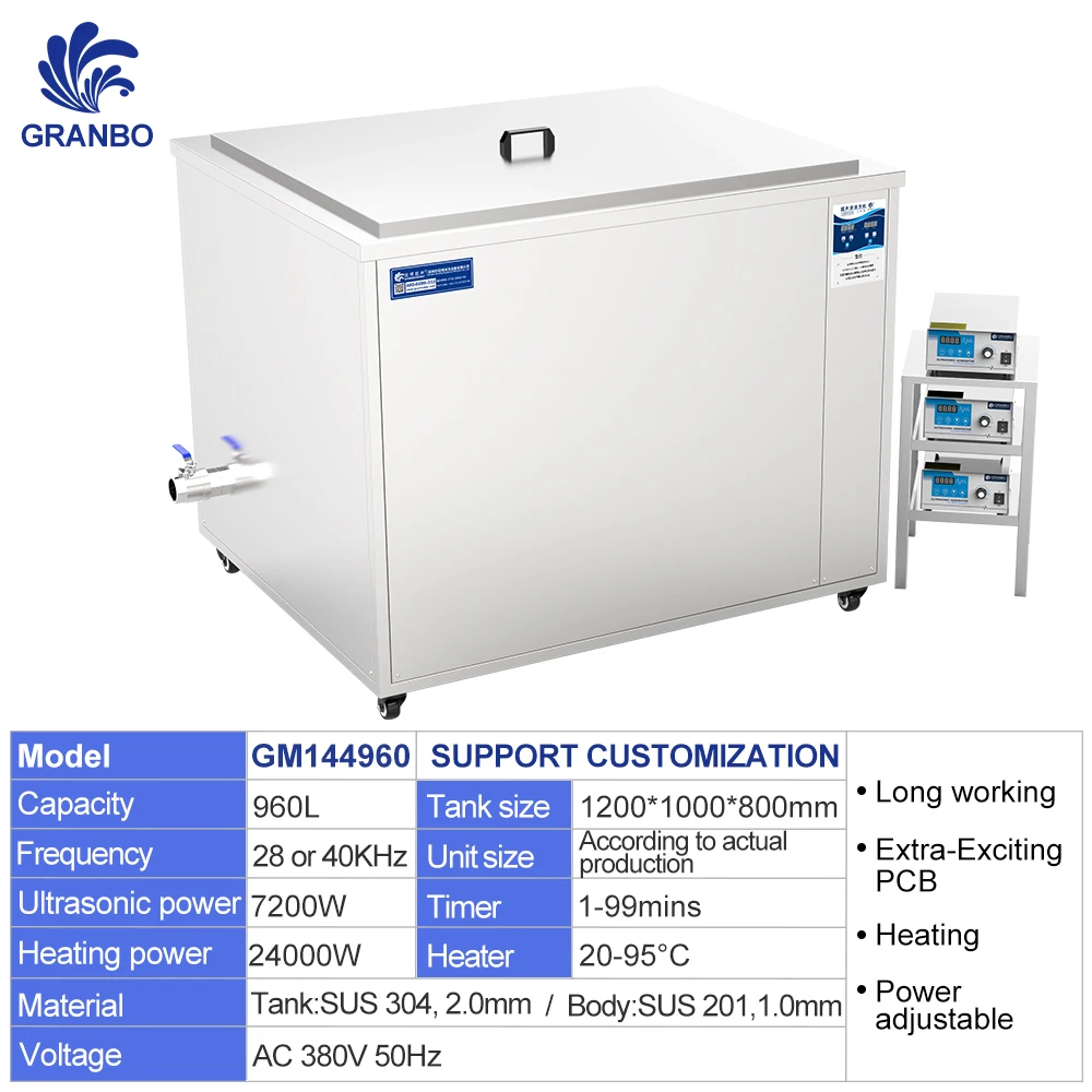 大型自動車部品用の超音波洗浄機,大型,成形,抗菌および工業用機械用,960l,7200w