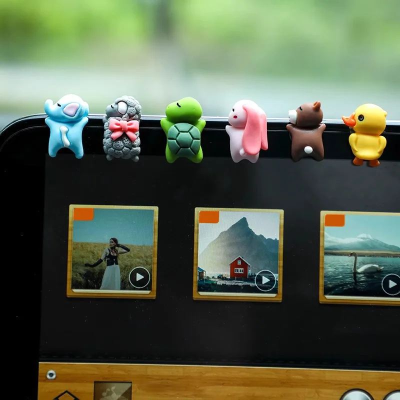 6pcs Cute Animal Ornament Car Center Console Display Screen Ornament Car Rearview Mirror Bike Little Turtle Cute Pendant Doll view 4