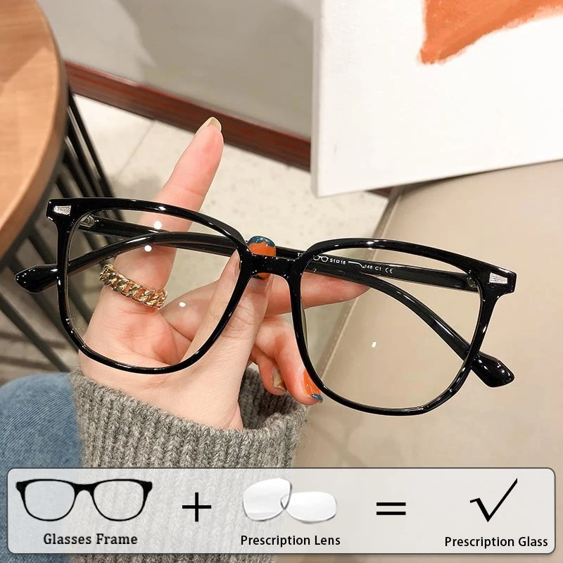 

Unisex Minimalist Fashion Anti-Blue Light Prescription Glasses Retro Oversized Square Customized Eyewear Optical Goggles