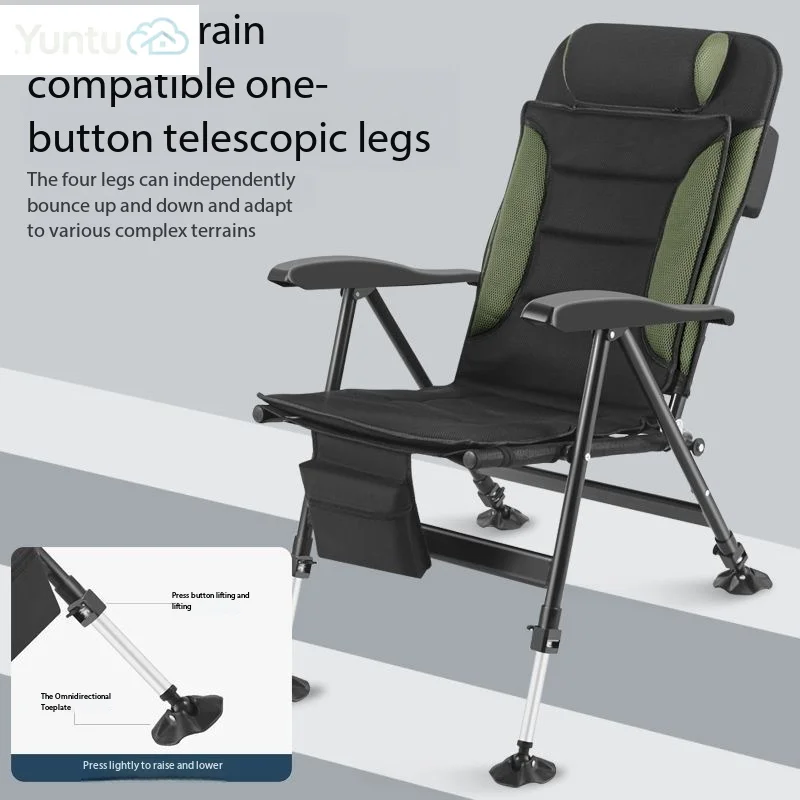 Carbon Steel European , Full Terrain Reclining Foldable Portable Fishing Seat, Multi‑Function Adjustable Camping Leisure Chair