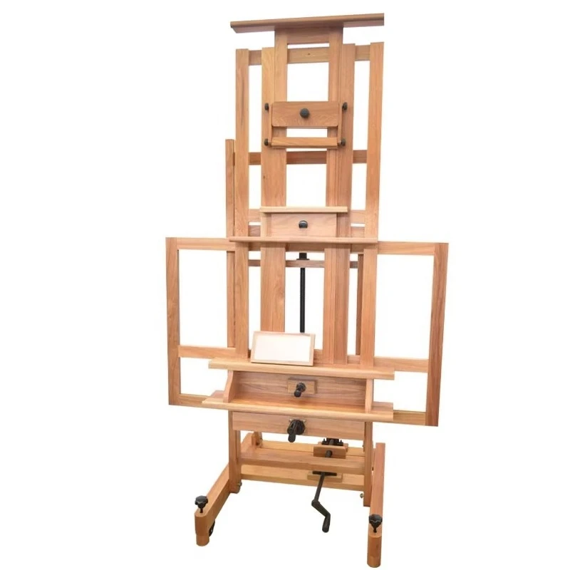 

Oil easel, double crank drive lift easel, large easel, wooden easel