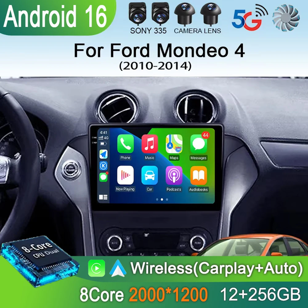 

Автомагнитола Android 16 Carplay для Ford Mondeo 4 2010-2014, мультимедийный видеоплеер, навигация, стерео GPS, 2DIN аудиосистема