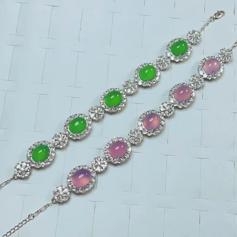 Women's Luxury Inlaid Light Luxury Bracelet Unique Jade Marrow Pink Bracelet