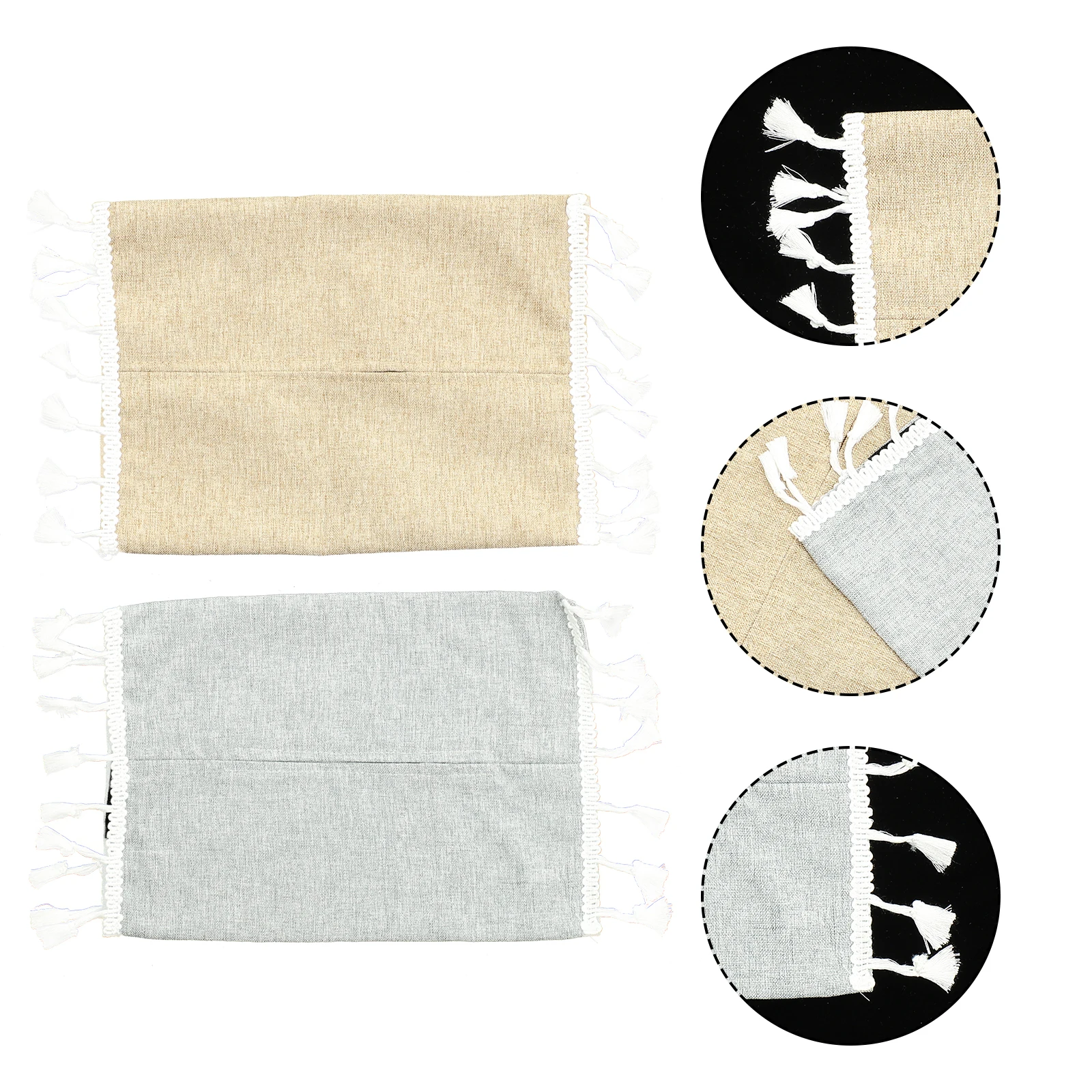 

2pcs Portable Tissue Box Cover Cotton Linen Napkin Holder for Car Office Home Light Easy Storage Travel Paper Case Safe