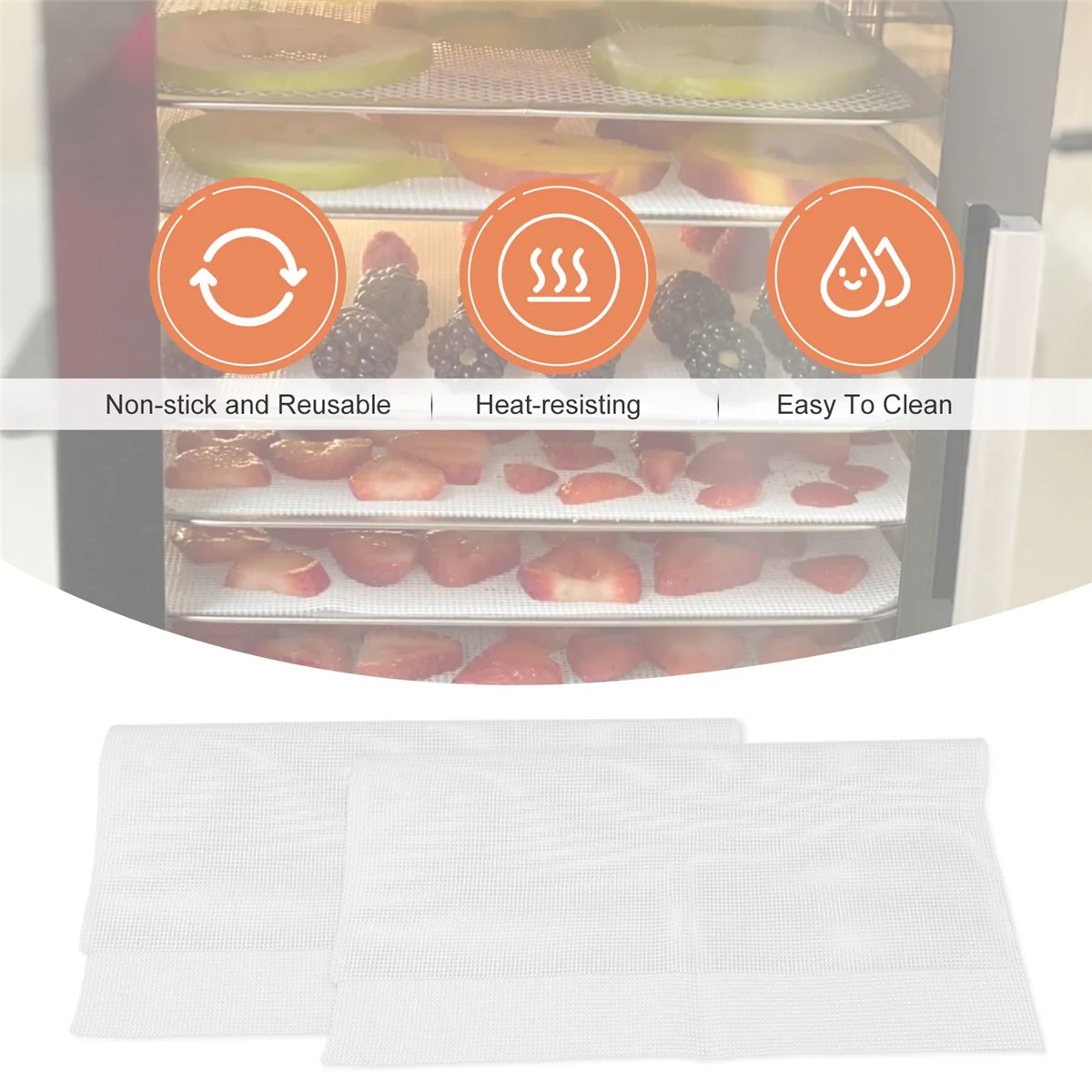 Folhas de desidratador de silicone n98r, malha de silicone antiaderente premium para desidratador de frutas, bandeja desidratadora reutilizável 12 peças