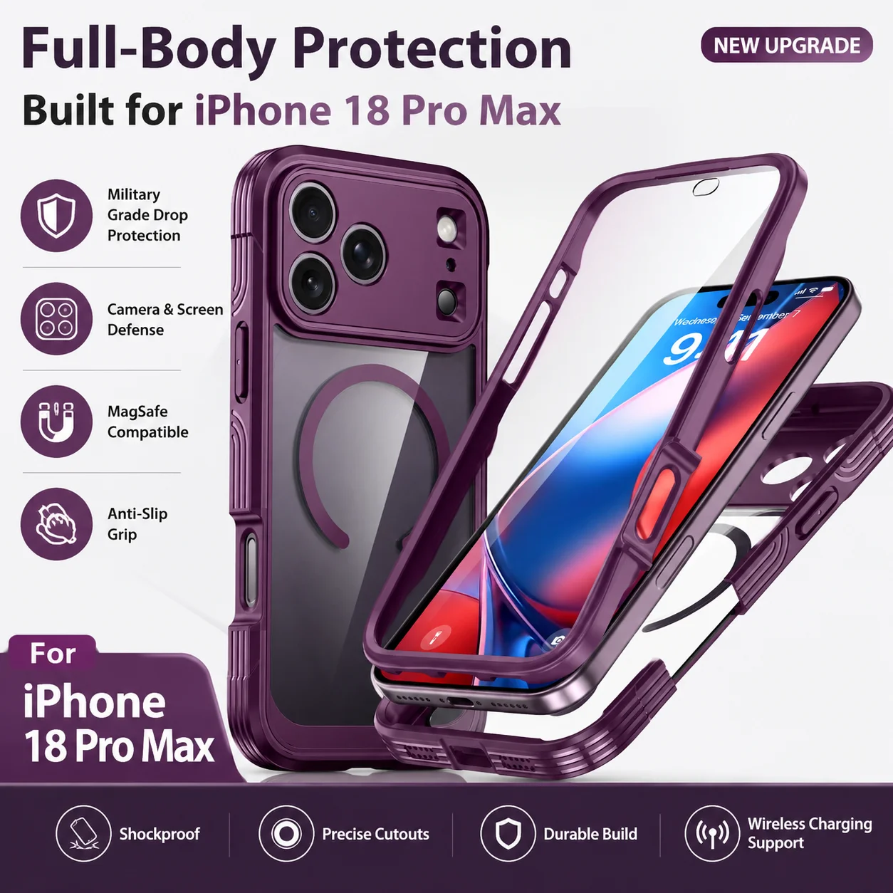 Transparente, dreifach schützende, stoßfeste Schutzhülle für iPhone 18 Pro Max iPhone 17 PRO MAX - Stoßfeste Schutzhülle – Detail 5