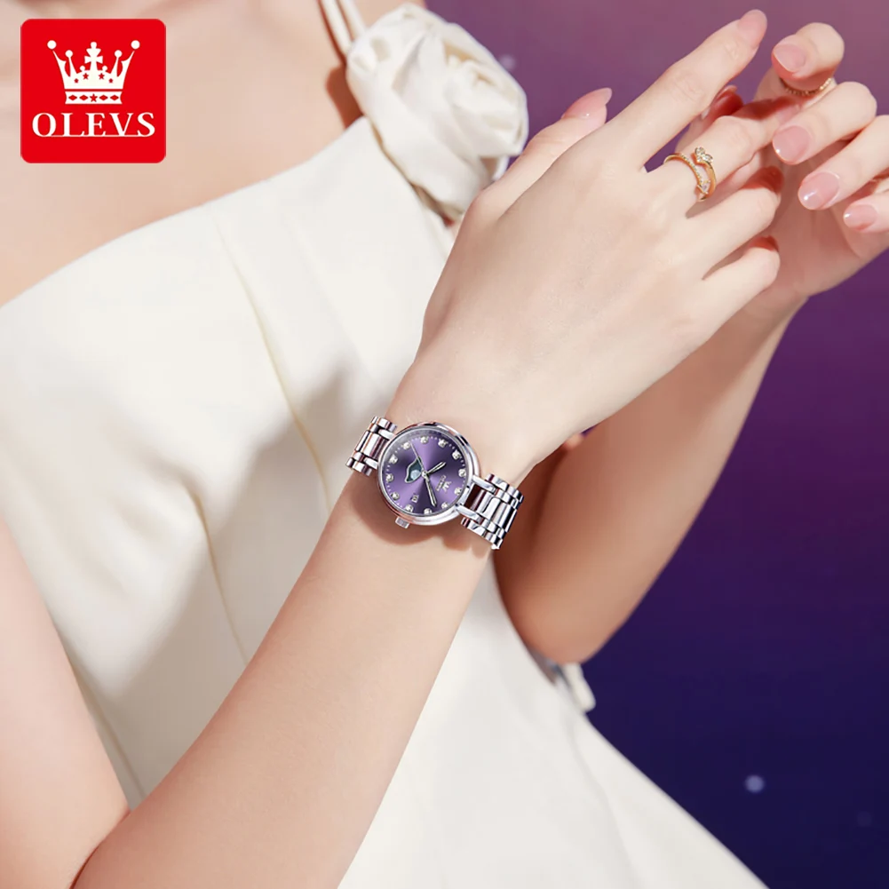 OLEVS 5573 Women's Watch Fashion Stainless steel Quartz Watches Waterproof Automatic Date Ladies Watch Luxury brand Reloj