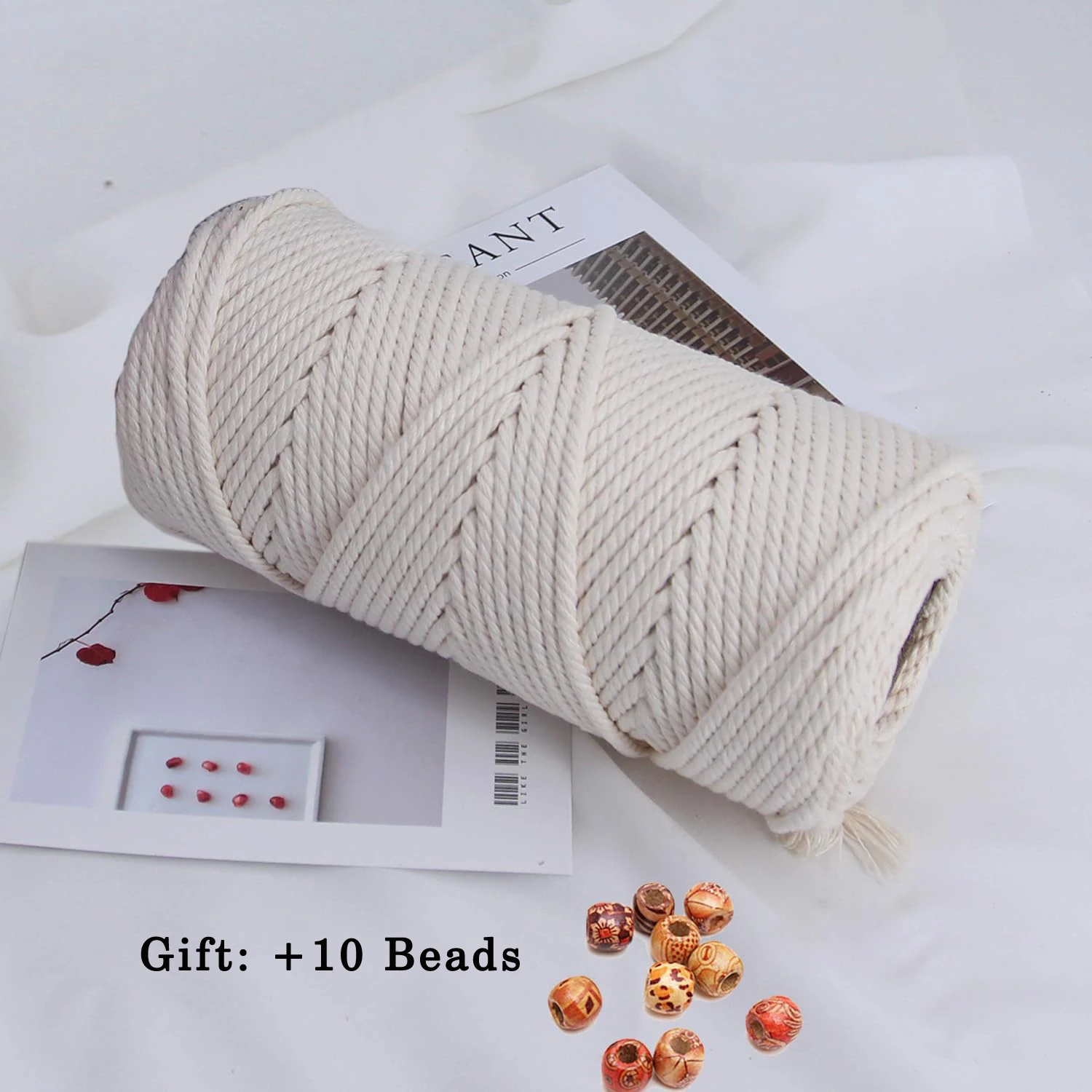Macrame Cord 3mm 100m Natural Cotton Rope for Colorful Macrame Hand Knitting for Handmade Colored Wall Hanging Weaving Tapestry
