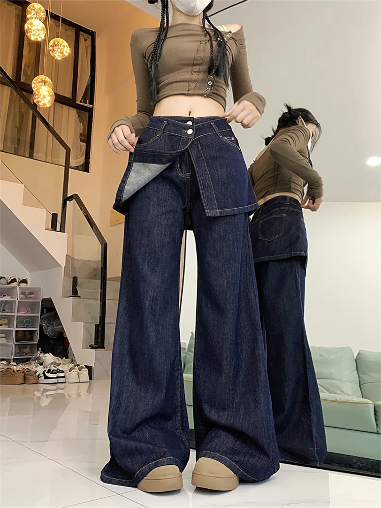 

plus Size Women's Micro Flared Jeans High Waist Wide Leg Casual Floor Length Pants Autumn New Sle Slimming Denim Jeans