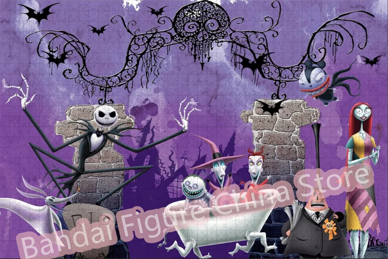 The Nightmare Before Christmas Jigsaw Puzzles Diy Assembled Stress Relief Toy Disney Horror Anime Print Puzzles Kids Gifts