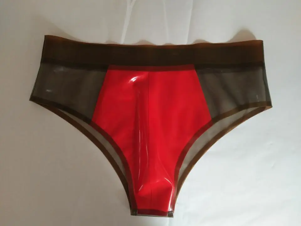 Latex Gummi Unisex Rot Rauchgrau Dreieck Shorts Slips Unterwäsche 0,4mm S-XXL