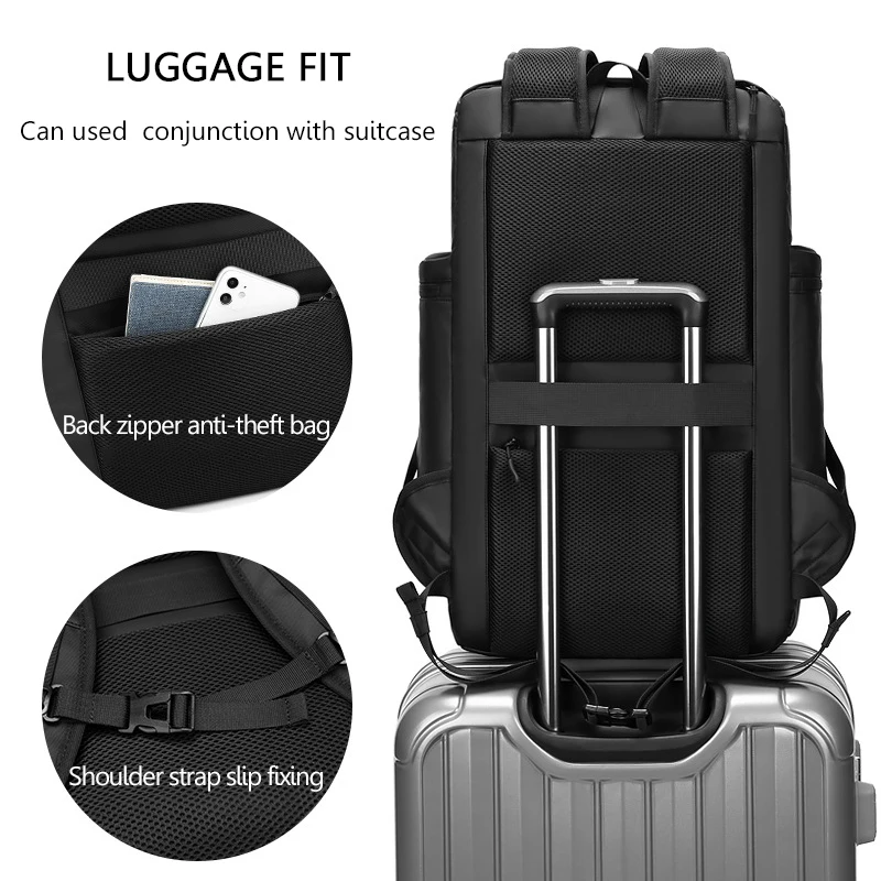 Men's 50L Large Capacity Travel Backpack Waterproof Hiking Trekking Bag with Separate Shoe Bag Business Work Laptop Backpack