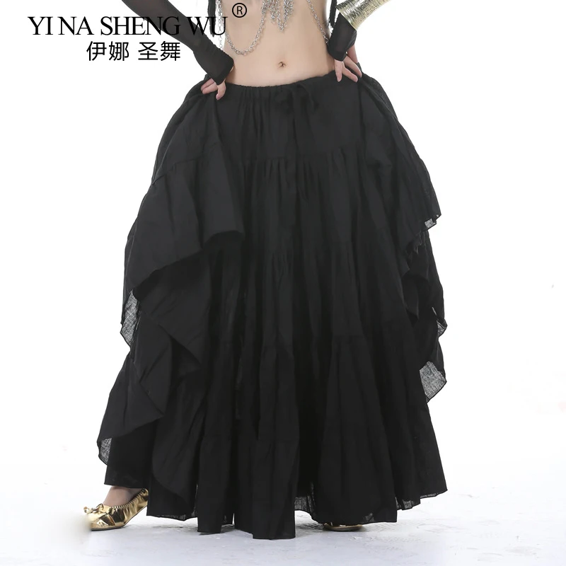 Nowy kostium do tańca brzucha Spódnice plemienne dla dorosłych kobiet Cygański taniec orientalny Lniana duża długa spódnica 720 stopni 12 kolorów