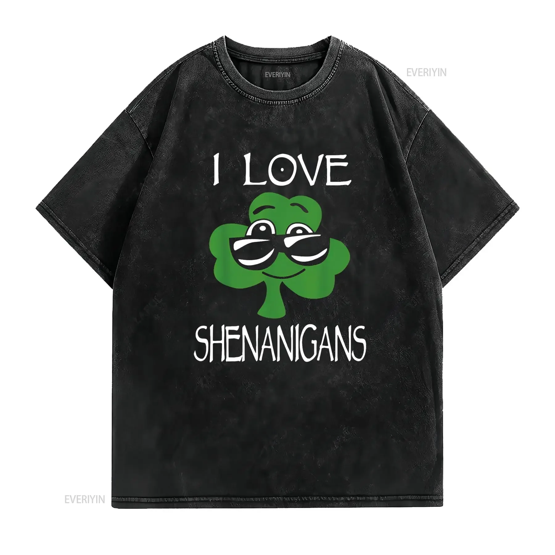 Kids Shenanigans St Patricks Day Boys Girls Shamrock T Shirt vintage Washed designer clothes streetwear Casual Comfortable