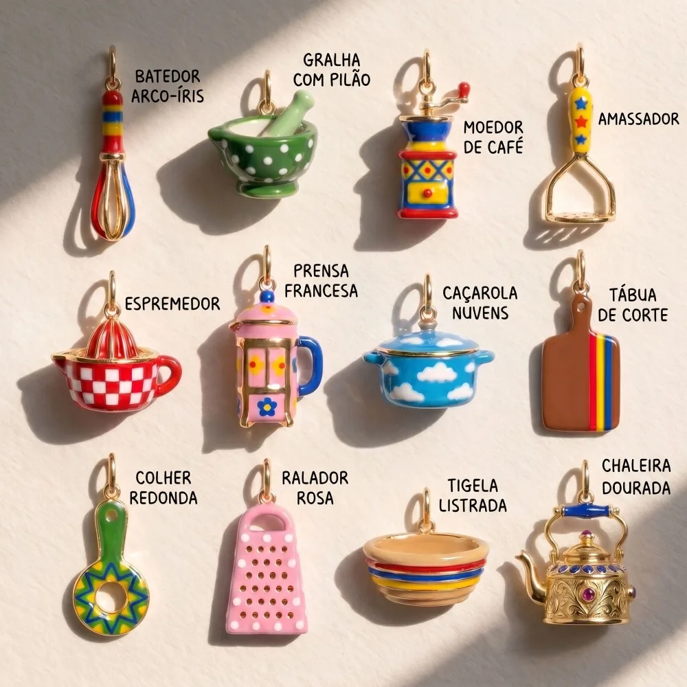 Colorful Enamel Kitchenware Charms Mini Whisk Kettle Grater Pot Pan Pendant DIY Necklace Bracelet Jewelry Colth Accessories Sew