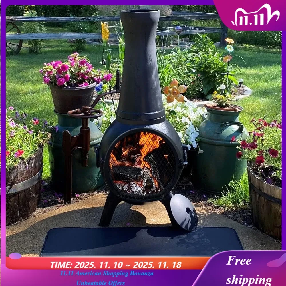 

Prairie Fire Chiminea, дровяной камин, открытый камин, литая алюминиевая костра для террасы или патио