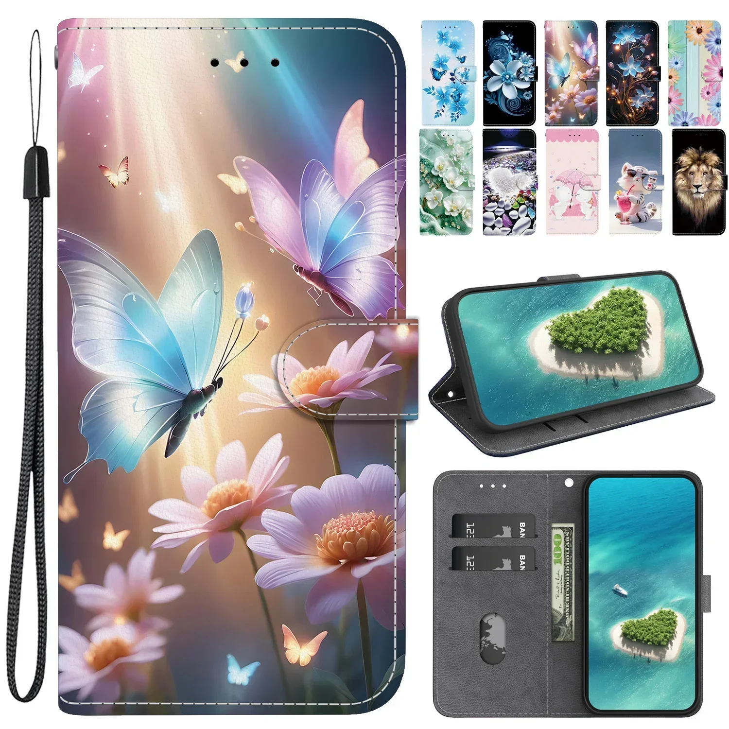 

Чехлы для OPPO A16 A17 A17K A98 A58 4G A18 A38 A79 A59 A3 Pro 5G Чехол-книжка Flip Wallet Чехлы для телефонов Sunjolly