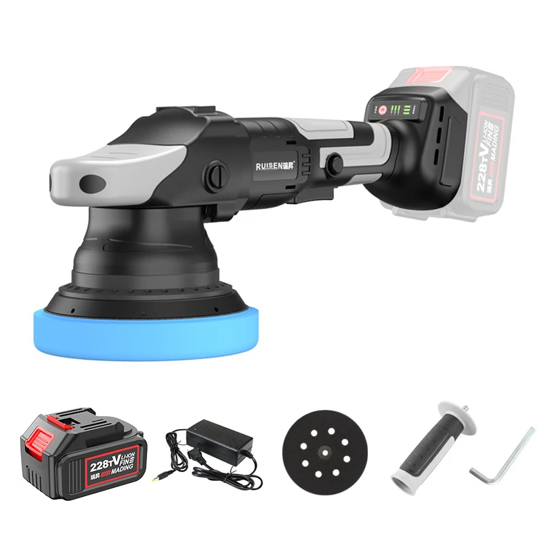 

900W Brushless 5-Inch Car Polisher Rechargeable Eccentric Polisher Cordless Car Scratch Removal Polishing and Waxing Machine Kit