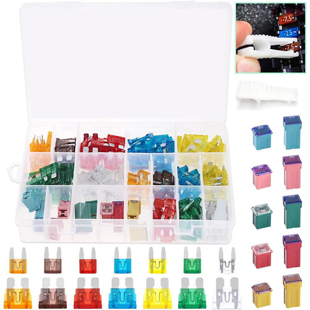 250-teiliges Sortiment an Flachsicherungen, Mini- und Standard-/Niedrig- und Hochprofil-Box-Sicherungen, Hochprofil-Box-Sicherungen – Detail 1