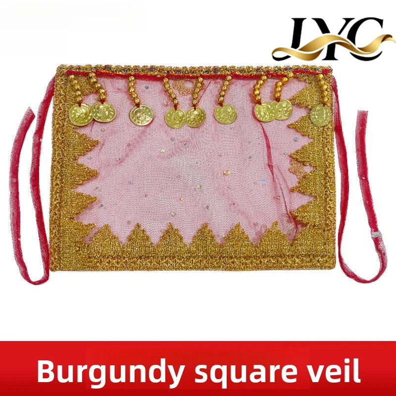 Écharpe de danse du ventre orientale d'halloween pour femmes, masque en voile perlé de Style Hanfu ancien