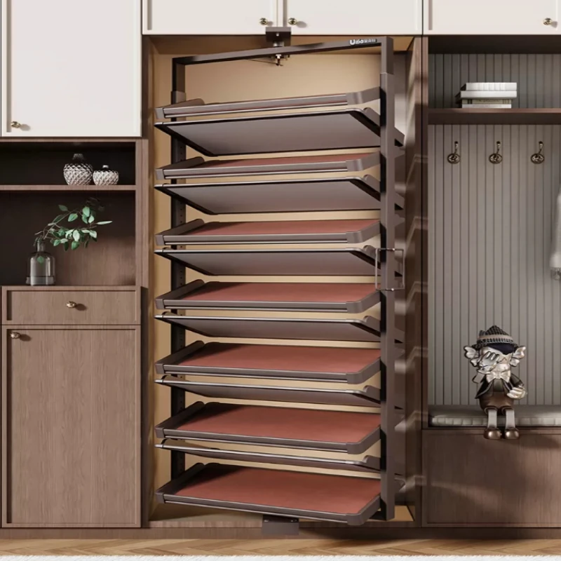 Storage Organizer Built In Height Adjustable Shoes Cabinet Closet Space Saving 360° Rotating Shoe Rack Multi Layer Shoe Holder