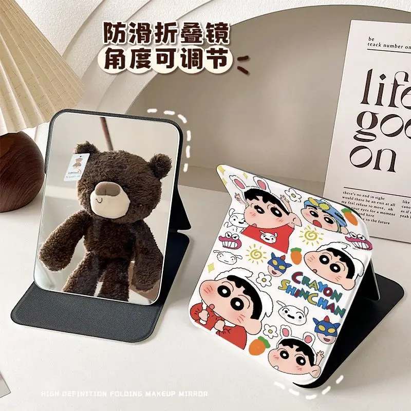 

New Crayon Shin chan Large Thick Anti Drop Mirror Student Dormitory Cute Cartoon Girl Heart Dressing Mirror Girls for Gifts