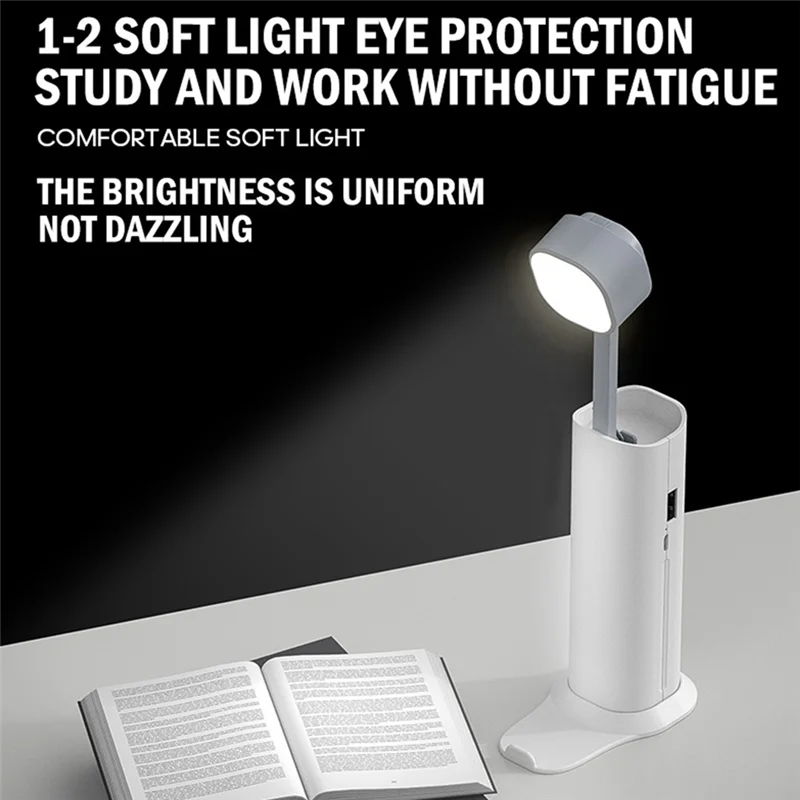 1Set Reading Desk Lamp Treasure Multifunction Light LED High Display Eye-Care Desk Light Flashlight 4000Mah ,White