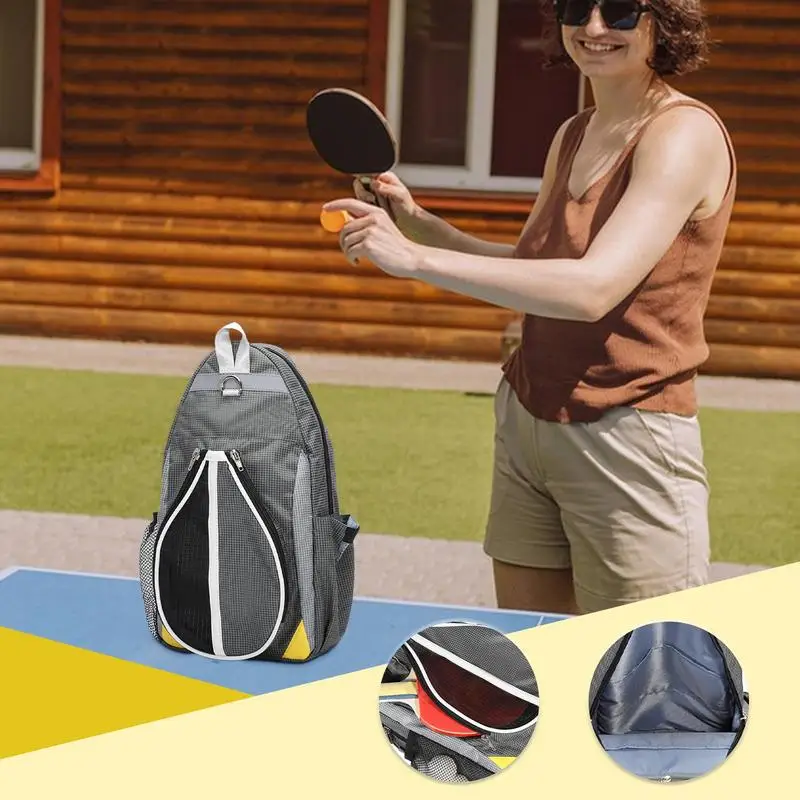 Pickle Ball Bag Protable Paddle Sling Backpack Adjustable Sling Backpack For Ball Paddle For Kids Adults Friends Family