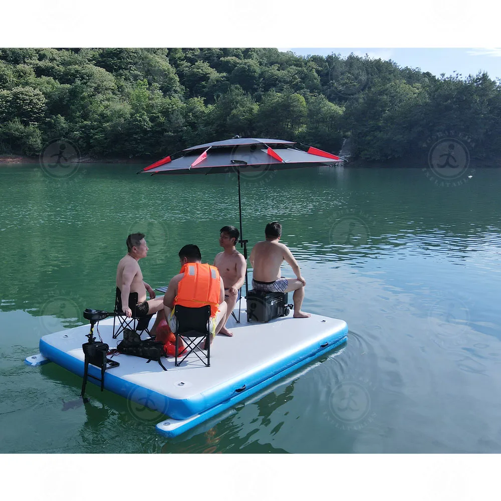 

Hot sale Water Sea Lake drop 3x2 m stitch Inflatable Floating Dock Fishing Platform with Electric Air Pump