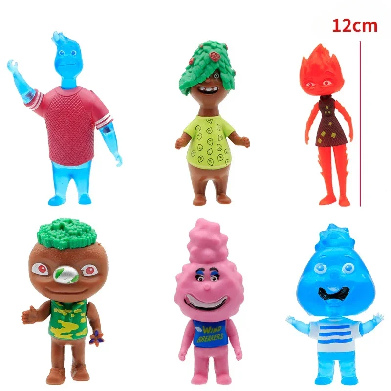 Disney Elemental Action Figure 6pcs/set Cartoon Character Wade Ember Gale Brook Cinder Lumen Bernie Lumen Model Dolls Kids Toys