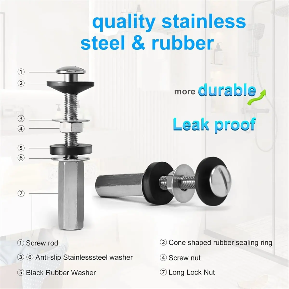 2026 + 2 قطعة طقم مسامير مقعد المرحاض العالمي ، مسامير خزان المرحاض المعدنية الثقيلة ، مسامير مقعد المرحاض مع صواميل النازل #5