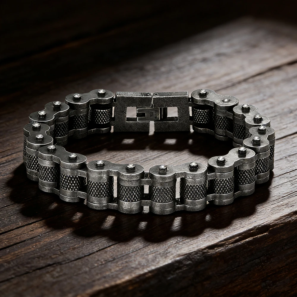 

Biker Chain Bracelet for Men Stainless Steel Vintage Motorcycle Bike Wristband Punk Gothic Jewelry Gift for Motorcycle Riders