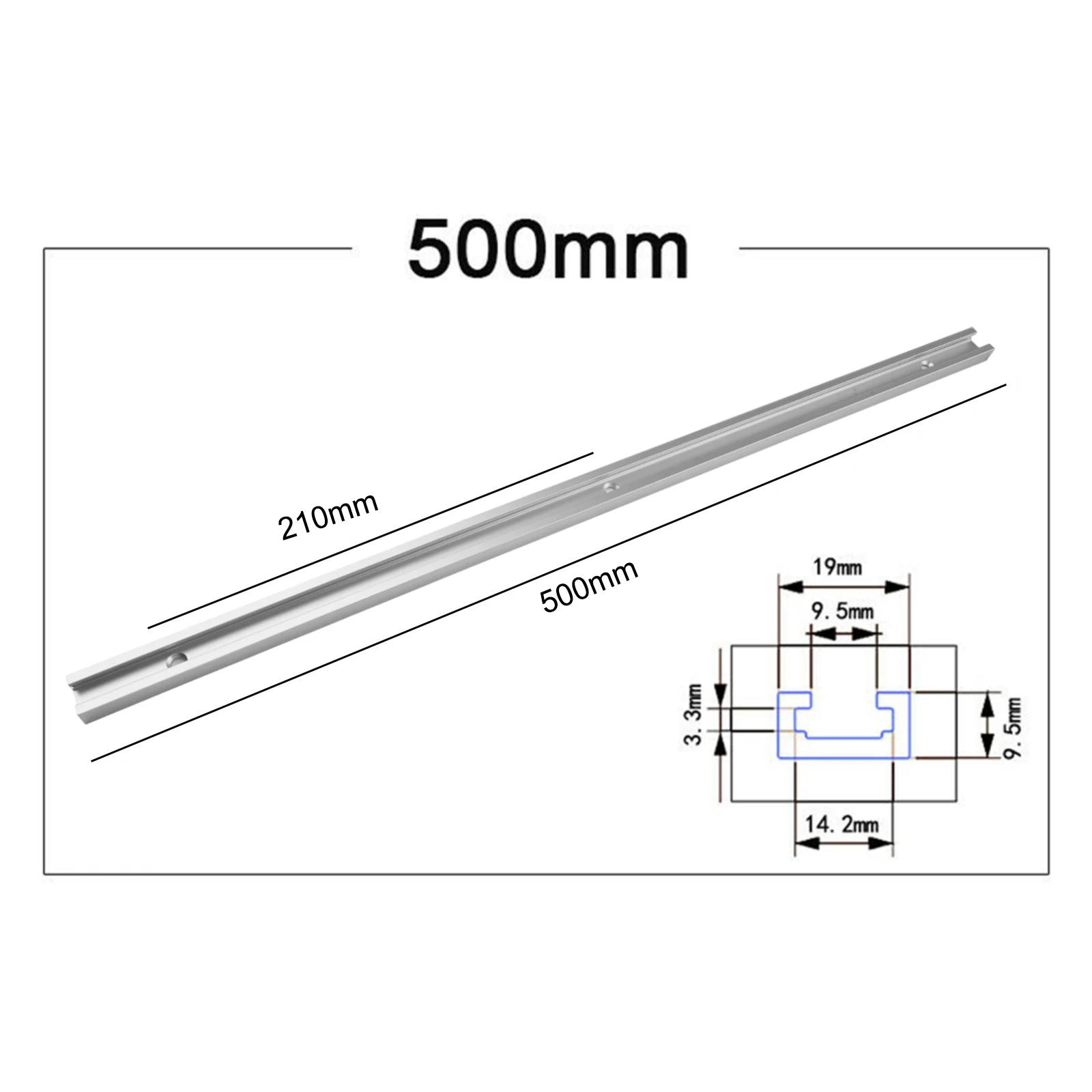 T-slot Miter Track Jig -Track sekrup Fixture slot 19x9.5mm gergaji meja Router Meja 300/400/500/600mm Chute Rail alat pertukangan