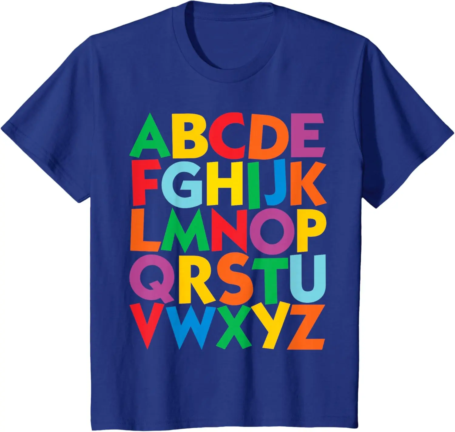 Camiseta Infantil de Algodón con Letras Mayúsculas Coloridas del Alfabeto, Aprende el ABC, para Niños y Niñas, Talla Pequeña, Informal, con Diseño Gráfico