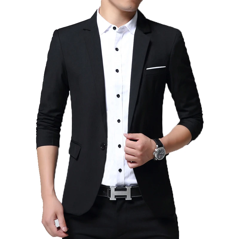 BROWON Spring Autumn Men Jacket Suit One Button Korean Style Blazer Non-ironing Mens Wedding Tuxedos Suits Blazer Masculino