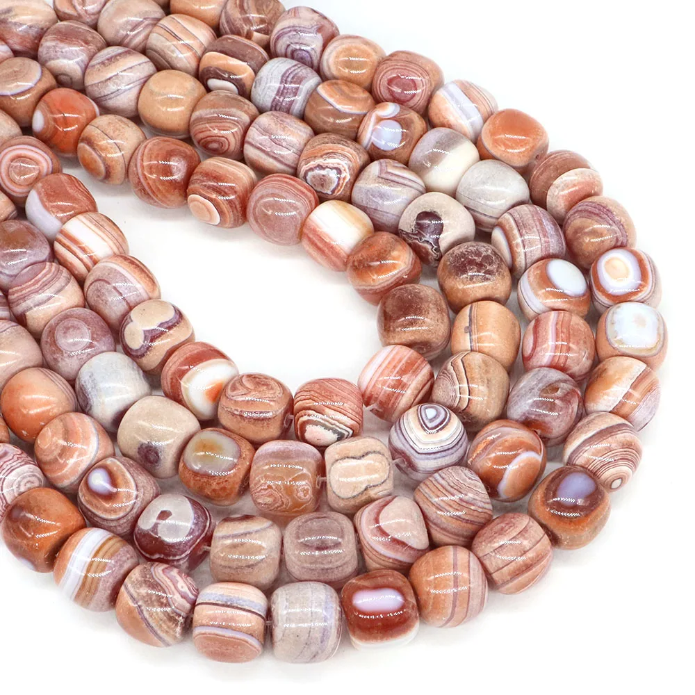 15x14mm Natural Stone Cylindrical Striped Agate Beads Healing Crystal Gemstones Bead for Jewelry Making DIY Bracelet Accessories