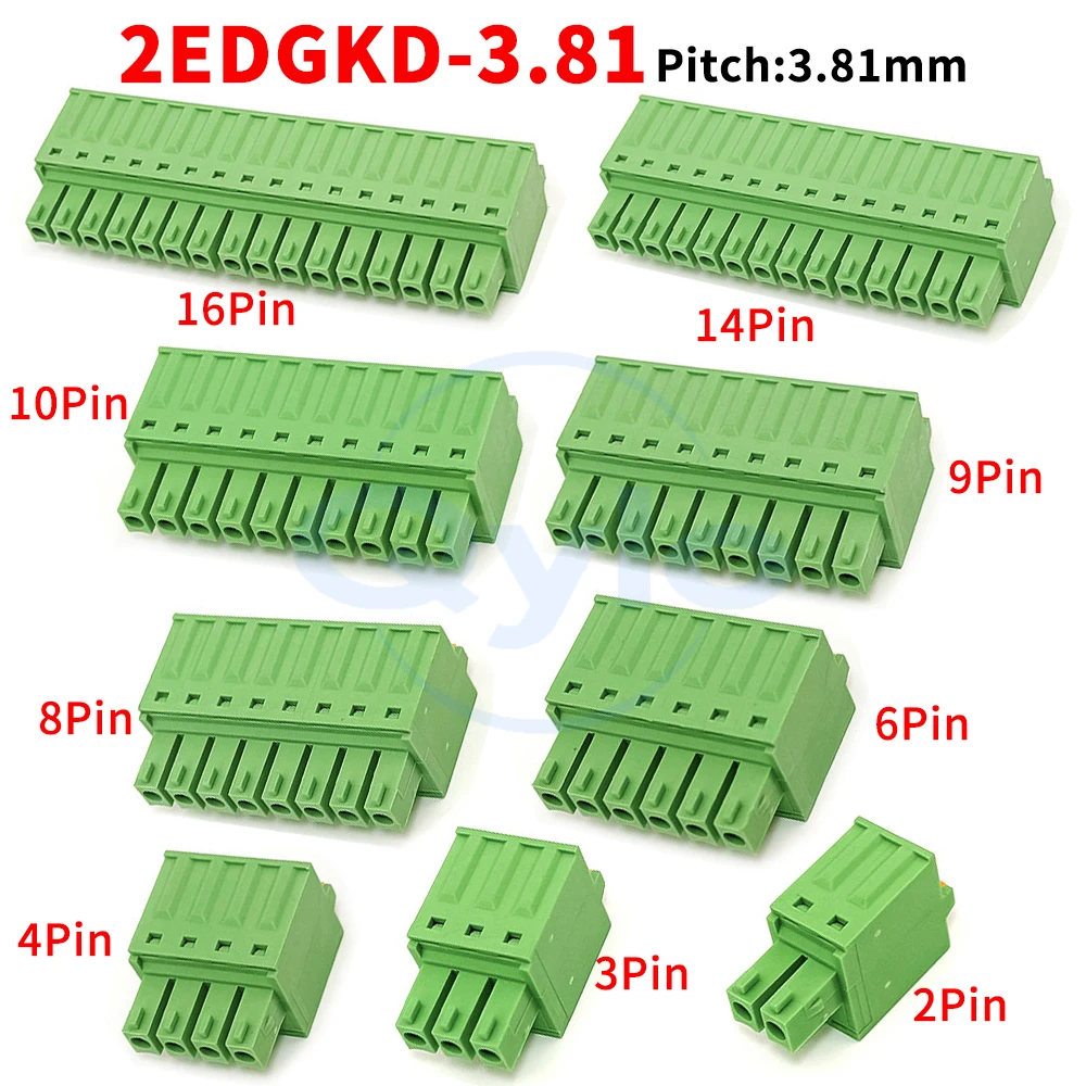(1 pcs) KF 2EDGKD - 3.81mm Screwless Terminal Block 2P~18P with Push Button Spring-loaded Contact XK JM 15EDGKD 3.81