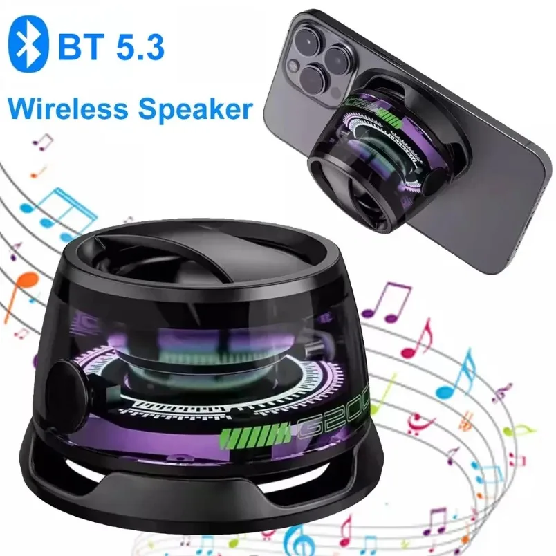 BT 5.3 Mini Tragbarer Bluetooth-Lautsprecher G200 RGB-Farblicht Magnetischer Lautsprecher Kleine Soundbox Telefonhalter Drahtloser Lautsprecher – Detail 4