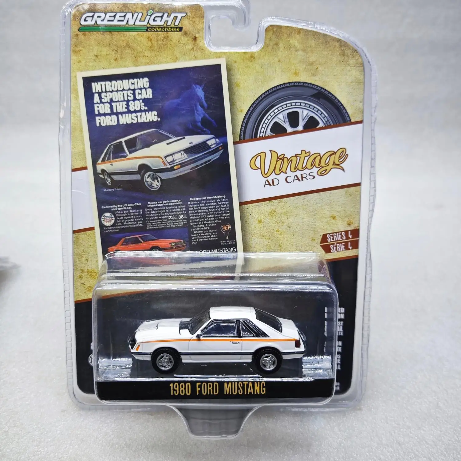

Vintage Ad Car Series 4 - 1980 Ford Mustang Alloy Model Collectible Toy Car