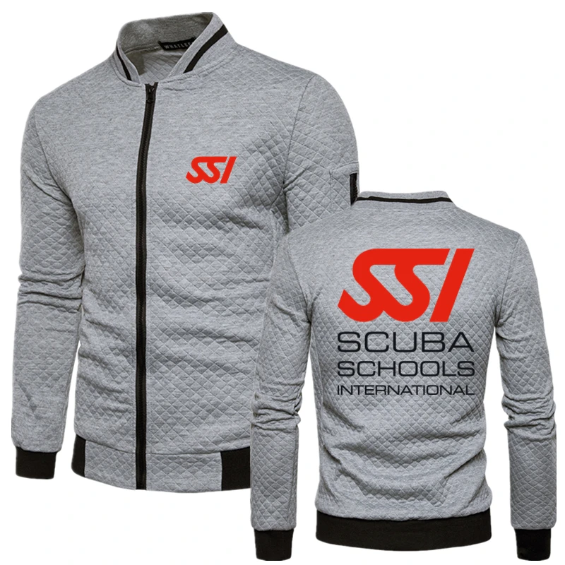 ฤดูใบไม้ผลิมาใหม่ล่าสุดเสื้อ Scuba Schools International SSI พิมพ์โลโก้ Logo ฮาราจูกุชายสไตล์ซิปแจ็คเก็ต Streetwear