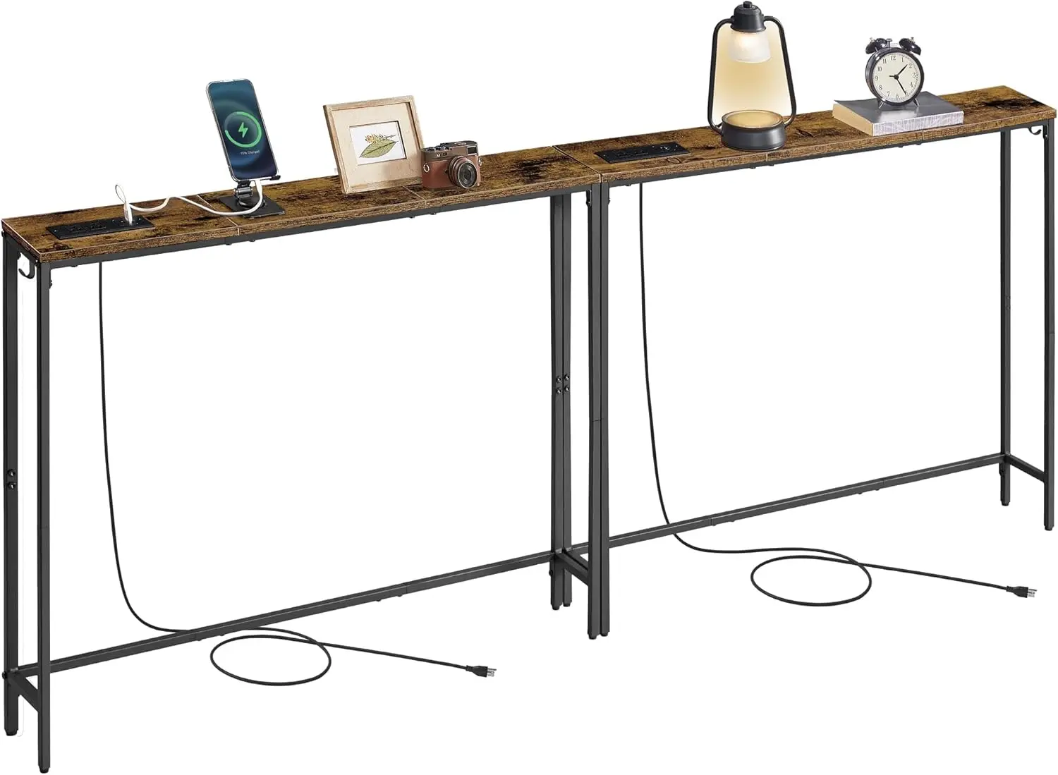 

Set of 2 Slim Console Tables with Power Outlets, Behind Couch Sofa Tables, Easy Assembly for Living Room Entryway