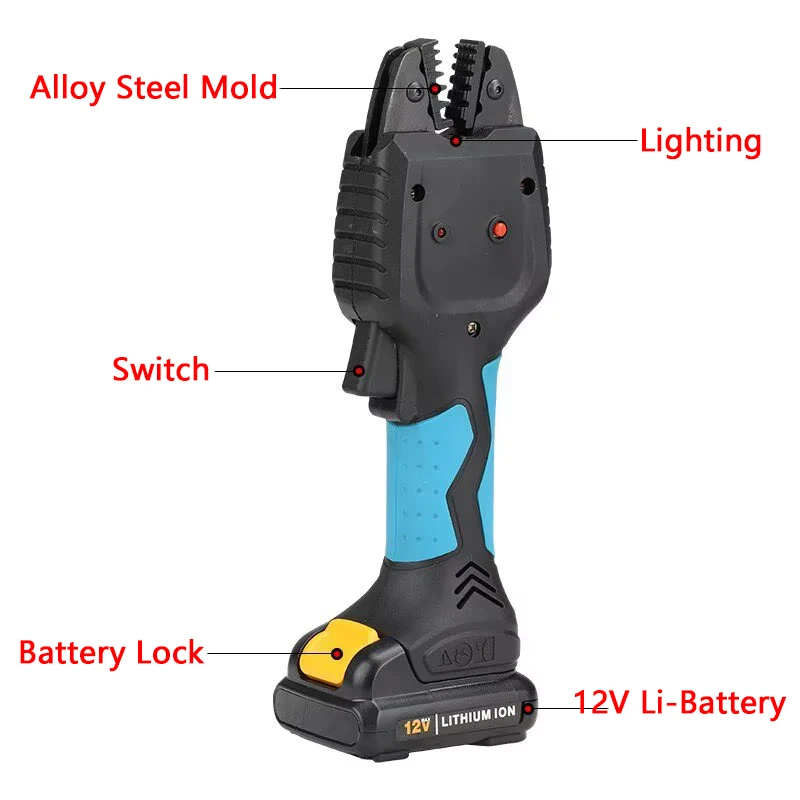 

Rechargeable Electric Pre Insulated Tube type Bare Terminal Crimping Tool Lightweight Wire Terminal Cold Crimping Pliers GA-50KW