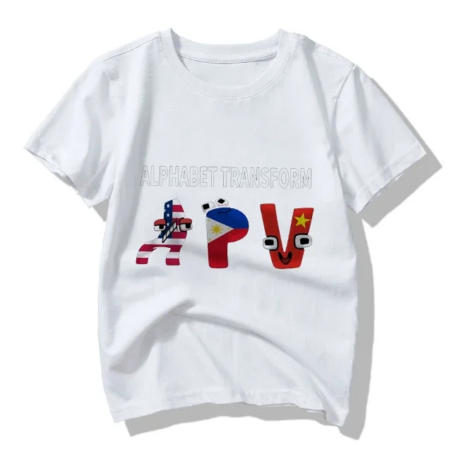 New 2023 Summer Fashion Children\'s Alphabet Lore Harajuku T-shirt Boys T Shirt Girls Clothes Print Cartoon T Shirts Kids Clothes