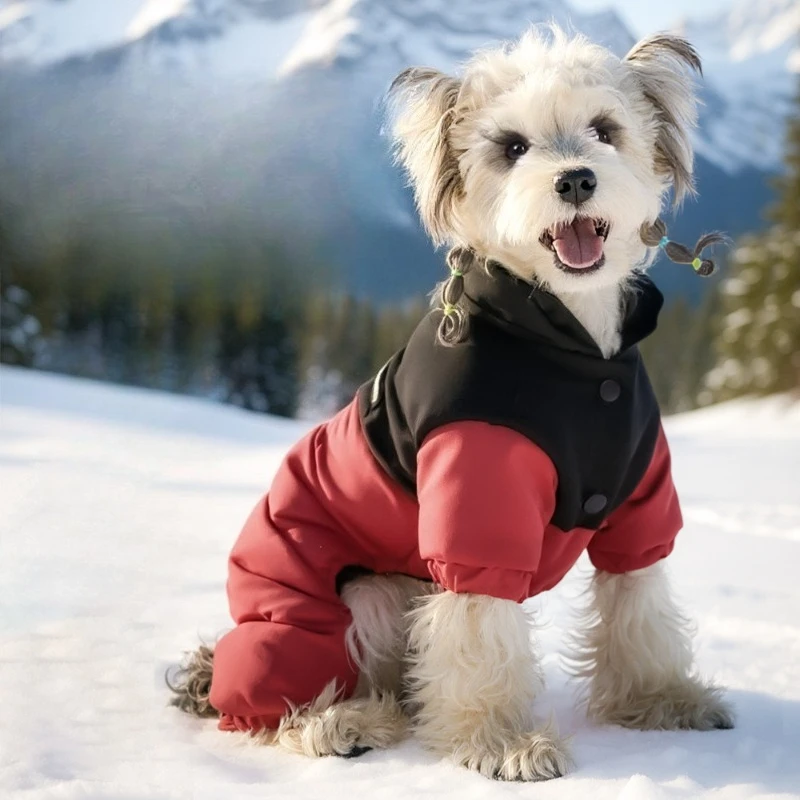 

Зимняя теплая одежда для собак: уличная одежда для щенков, тедди, шнауцеров, на четырех лапах, с хлопковой подкладкой, зимние хлопковые куртки для собак, шубы для собак