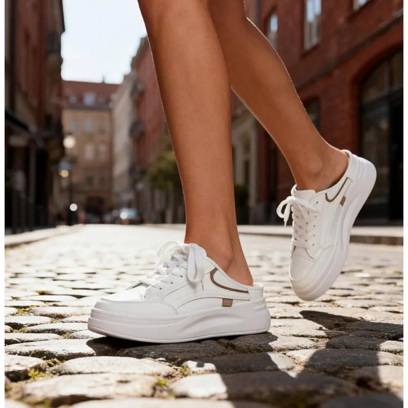 2026 Summer Classic Women White Sneakers New Breathable Leather Slip-on Half Slippers Fashion Casual Sports Skateboarding Shoes